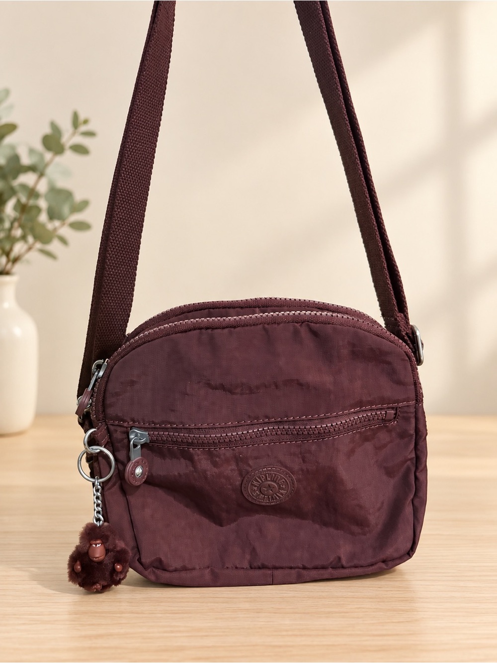 Kipling Small Nylon Crossbody Bag in Deep Plum